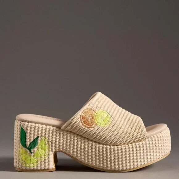 Matisse x Anthropologie Embroidered Fruits Platform Heels Citrus 11 - Picture 3 of 5